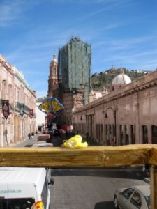 Peep-a-boo! Tour bus ride through Zacatecas.